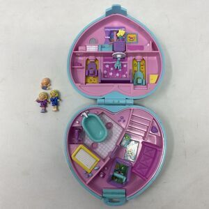 Vtg 1994 Polly Pocket Baby Time Fun  Figures Quilted Heart Blue Complete